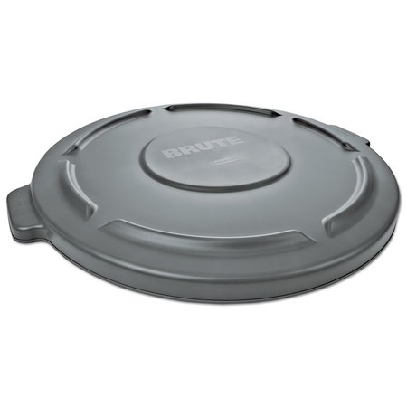 RUBBERMAID COMMERCIAL Round Flat Top Lid, for 55gal Round BRUTE Containers, 26.75" dia, Gray FG265400GRAY